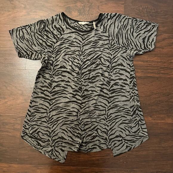 Rebecca Taylor gray & black animal print short sleeve top size XS - Picture 5 of 11